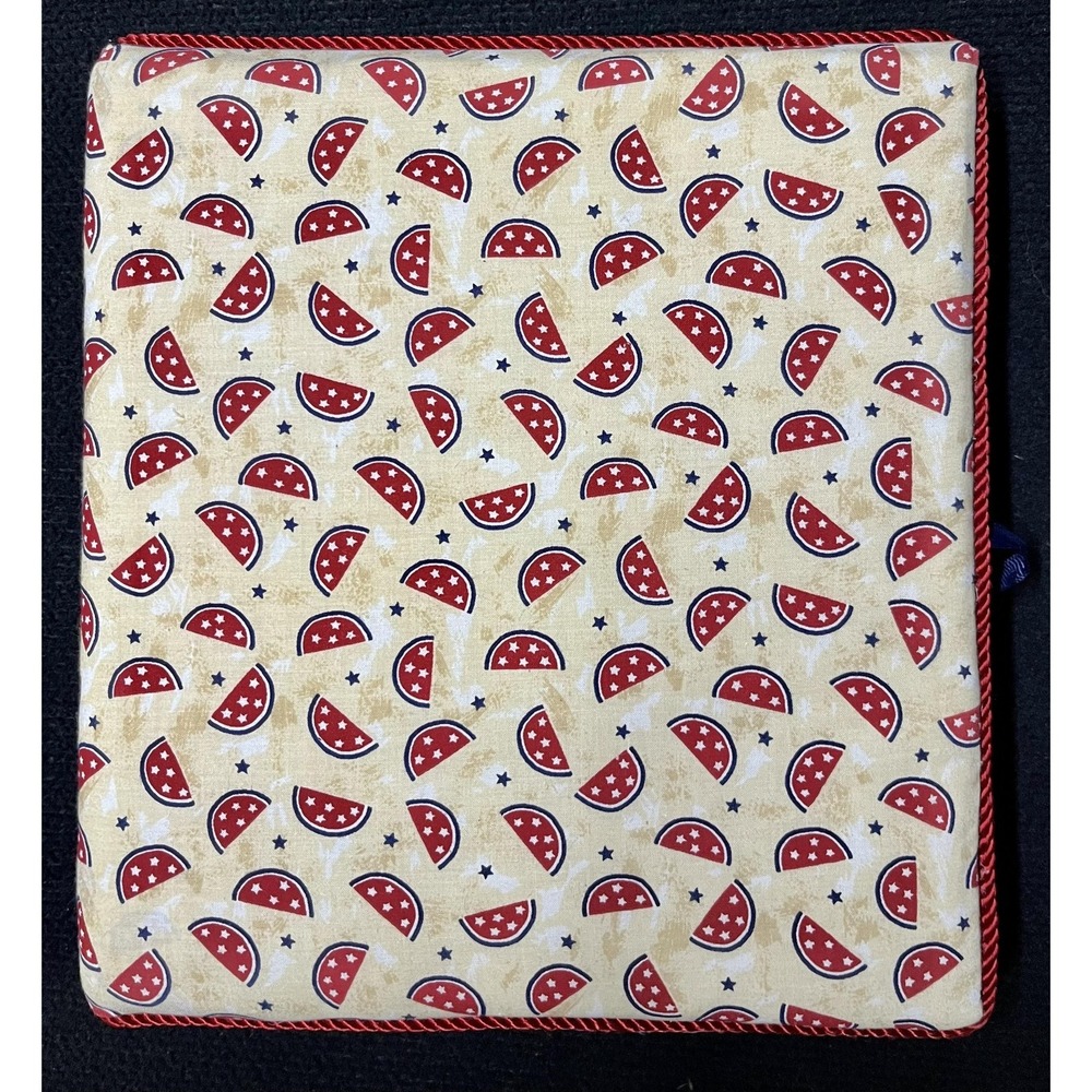 Vintage Fabric 3 Ring Photo Album 8.5x11 Patriotic‎ Watermelon Stars Binder